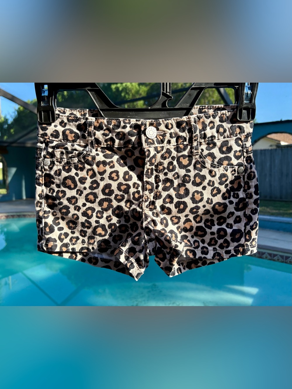 Epic Threads Leopard-Print Denim Shorts Girls Size 7